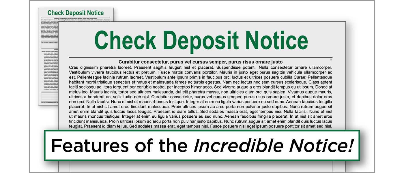 Graphic depicting the Check Deposit Notice