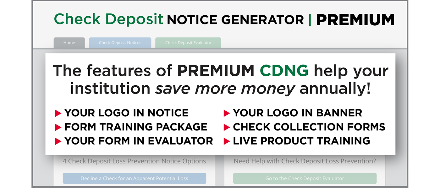 Image with text: The features of PREMIUM CDNG help your institution save more money annually! 